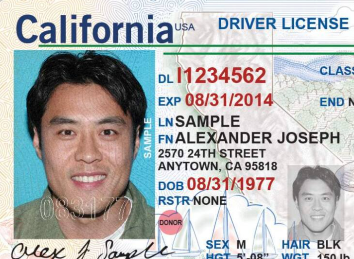 picture of sample California Drivers License
